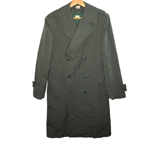 VTG US Army Overcoat Long Trench 36L Vietnam 1971 w/Liner Wool 8405-782-2896